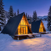 Cabane préfabriquée mobile en forme de triangle pour B&B, glamping et complexe hôtelier