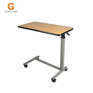 CE and ISO Height adjustable Folding Abs medical cheap hospital overbed table with wheels adjustable food table for hospital bed
