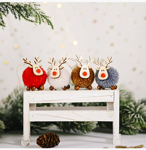 High Quality Merry <b>Christmas</b> Felt Wooden Cartoon Elk <b>Reindeer</b> Plush Doll Ornaments for Tree Hanging Decoration - Product Image 2