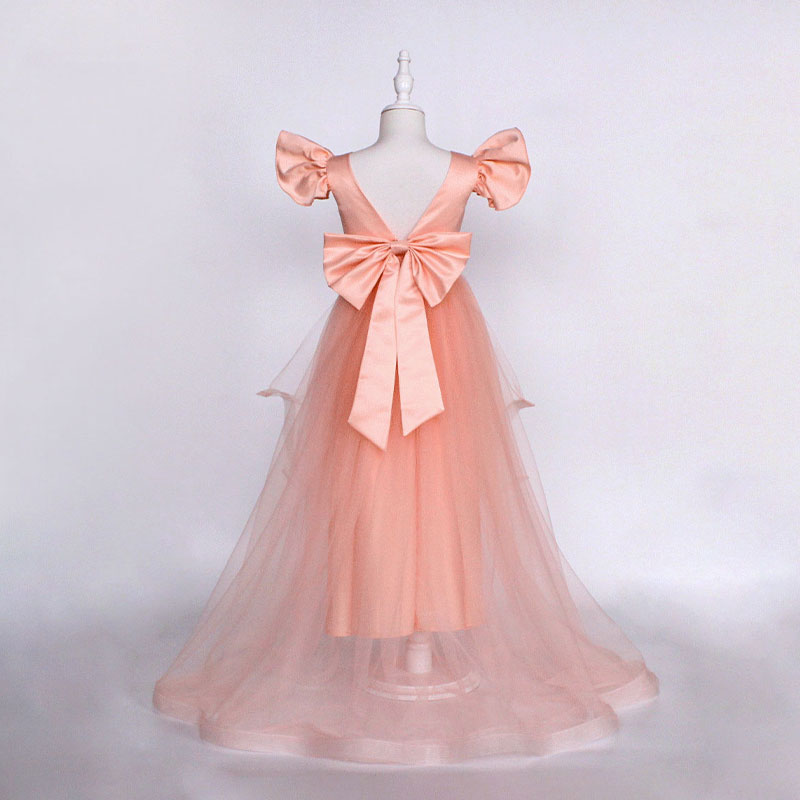 Длинное атласное платье с пыльной розой и цветочным принтом для маленьких девочек, платье-пачка для свадьбы, дня рождения