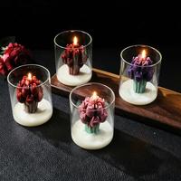 Lilin Aromaterapi Aroma Tulip Estetis dalam Stoples Kaca 3D, Lilin Kedelai Campuran, Dekorasi Rumah Romantis, Lilin Bunga Musim Semi