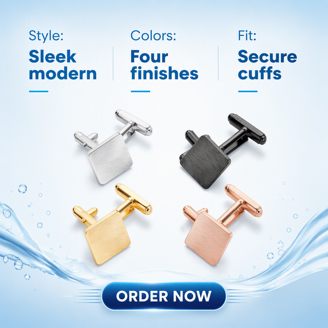 Wholesale Custom Gold Plated Square Stainless Steel Blank Cufflinks for Men-Wedding Party Gift