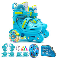 Ensemble de Patins à Roulettes Convertibles pour Enfants 3-8 Ans avec Roues Lumineuses et Équipement de Protection Casque pour Garçons et Filles Activités en Extérieur