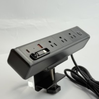 Multiprise de serrage intégrée pour meubles de bureau avec câble rétractable de type C PD20W USB-C 3 prises Prise de serrage de table