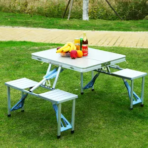 Outdoor Aluminium Opvouwbare Lichtgewicht Picknicktafels Met 4 Zitplaatsen
