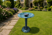 Fontaine de bain d'oiseaux Art Déco écologique à énergie solaire, sur piédestal en cuivre antique, résine résistante à la rouille, pour jardin extérieur