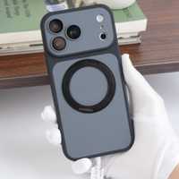 Coque de téléphone avec support magnétique rotatif à 360° pour iPhone 18 17 16 15 Pro Max, en TPU PC, toucher doux, anti-traces de doigts, compatible avec la charge sans fil