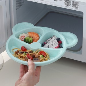 จานอาหารแบ่งช่องสามช่องลายหมีน้อยน่ารัก พร้อมช้อนส้อม ดีไซน์เรียบง่ายทันสมัย สำหรับ<span class=keywords><strong>เด็ก</strong></span>ทานอาหาร - Product Image 4