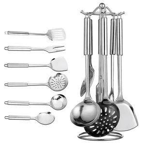 Juego de utensilios de cocina antiadherentes de acero inoxidable, halów con mango de utensilios de cocina, accesorios de cocina para el hogar, superventas