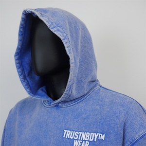 TOPSHOW Custom 3D Puff Print Logo No <b>String</b> <b>Hoodie</b> Heavy Weight Men's Drop Shoulder Unisex Oversized Vintage Acid Wash <b>Hoodie</b> - Product Image 3