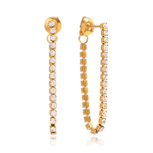 Pendientes de Araña de Acero Inoxidable con Baño de Oro de 18K, Cadena de Zirconia y Borlas, Joyería de Fiesta, Diseño Geométrico, Estilo Lujo Ligero - Product Image 5