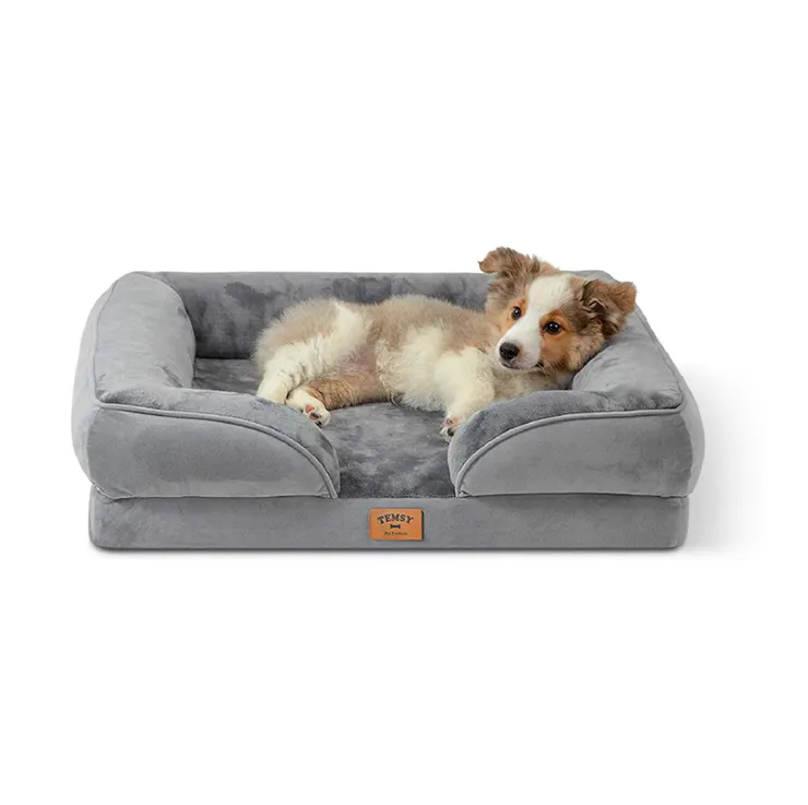 Tedarikçi lot ağır ekstra büyük köpek yatağı çok boyutu pet yatak xl xxl ortopedik köpek karyolası ile dört yan yastıklar satılık