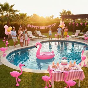6 <span class=keywords><strong>d</strong></span>écorations de fête gonflables en forme de flamants roses - Accessoires gonflables en PVC de 22 pouces pour piscine, plage, luau et événements <span class=keywords><strong>d</strong></span>'anniversaire - Réutilisables - Product Image 4