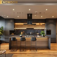 KNOWDOW Armoires de cuisine américaines Île de pierre frittée en peau de bois Personnalisation de la maison entière Villa Maison élégante