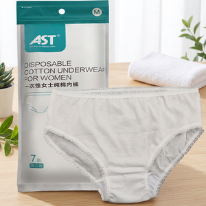 Disposable Cotton Underwear for Women 100% Pure Cotton Travel <strong>Panties</strong> Individually Wrapped Briefs 7 PCS Pack - Product Image 1