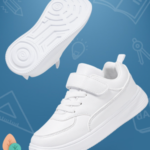 Прямая поставка с фабрики, черные и белые легкие туфли из искусственной кожи для мальчиков и девочек, Лидер продаж, повседневная детская униформа для студентов - Product Image 2