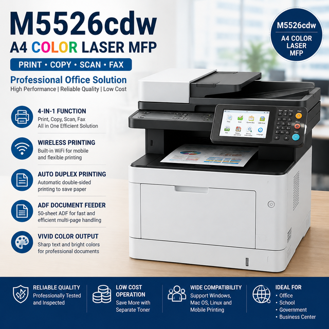 Refurbished M5526cdw A4 Color Laser Multifunction Printer Wireless Copy Scan Duplex Network Office MFP