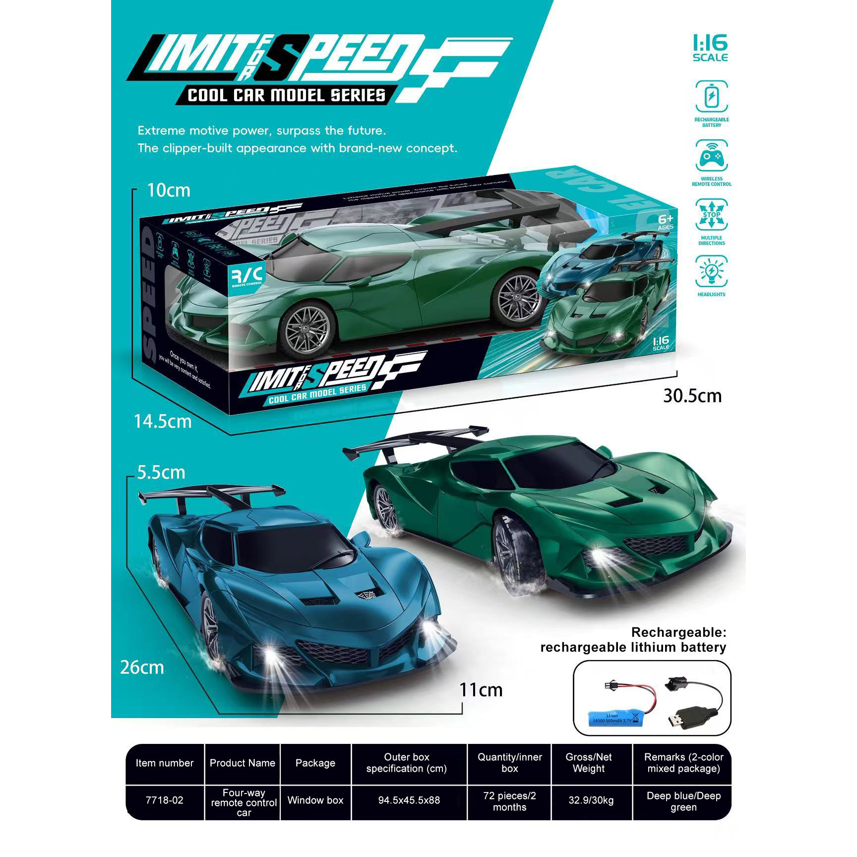 Sitong Remote Control Car - Green [Rechargeable] - Window Box