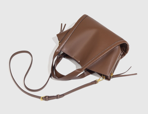 Brown Solid Color Retro Tote Bag PU Portable Shoulder Handbag Crossbody <b>Purse</b> <b>with</b> Side <b>Zip</b> Design for Daily Commuting - Product Image 3