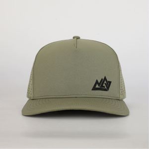 Casquette de baseball verte à 5 panneaux personnalisée 100% chapeau de golf en polyester avec trous de broderie découpés au laser de style de rue imperméable Style sportif - Product Image 2