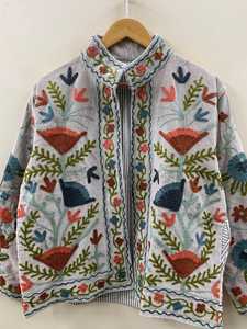 Veste bohème en velours tissé à la main, brodée, respirante, en coton, motif animalier Suzani, OEM/ODM Inde - Product Image 4