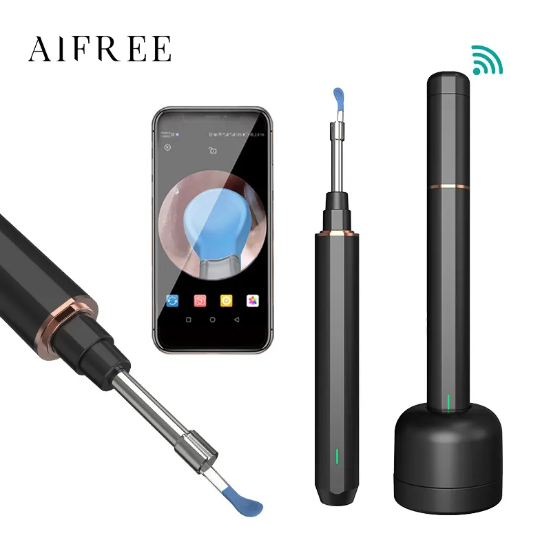 AIFREE 핫 세일 전기 귀 선택 귀 왁스 리무버 클리너 키트 3.9mm 1080P HD 디지털 IPX7 무선 와이파이 otoscope 카메라