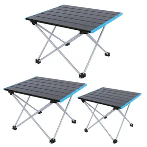 Zwart Lichtgewicht Draagbare Opvouwbare Ultralichte Oprolbare Mini Aluminium Kamp Picknicktafel Opvouwbaar Voor Buiten Wandelen