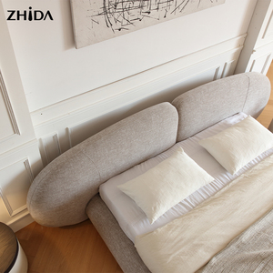 Ultimo Modello di <span class=keywords><strong>Letto</strong></span> <span class=keywords><strong>Matrimoniale</strong></span> di Lusso <span class=keywords><strong>con</strong></span> Testiera Curva, Design Semplice, Struttura in Legno, Rivestimento in Velluto, <span class=keywords><strong>con</strong></span> <span class=keywords><strong>Materasso</strong></span> per Adulti - Product Image 6