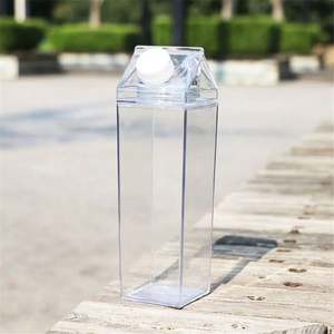 17Oz 500Ml 34Oz 1000Ml <b>Milk</b> Carton Double Wall Clear Acrylic Plastic Personalized Water Bottle Leakproof Square <b>Milk</b> <b>Box</b> - Product Image 5