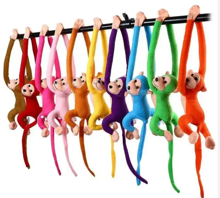 Grosir murah lengan panjang boneka monyet warna-warni mewah hewan monyet dengan suara