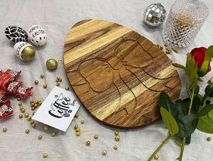 Egg Shaped Wood Cutting Board Dishwasher Safe 1.5cm Thick Serving Platter <b>Kitchenware</b> for Easter Holiday Decoration - Product Image 5