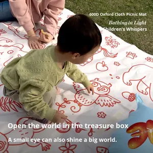 Tapis de pique-nique en tissu Oxford épaissi antidérapant lavable en machine rouge jaune blanc à carreaux portable imperméable pour le <span class=keywords><strong>camping</strong></span> en plein air - Product Image 3