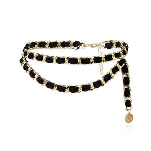 Kadınlar katmanlı vücut zinciri hamile bel destek bandı kolye altın siyah bel kemeri - Product Image 2