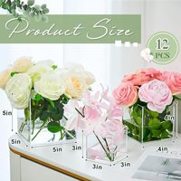 Vases carrés acryliques 3 ''4'' 5 ''Cube clair fleur centre de table décoratif pour mariage maison événements fêtes-12 pièces Ensemble