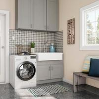 Meuble de buanderie moderne en acier inoxydable 304, écologique, ignifuge et durable, avec espace pour machine à laver, miroir LED, style minimaliste