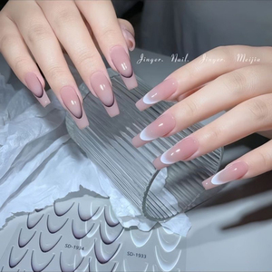Autocollants pour Ongles de Style Français Colorés 5D Bleu Rose Dégradé Ligne Stripe Stickers Accessoires de Mode Vernis Gel S Wraps - Product Image 3