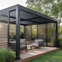 Portails en treillis d'aluminium, pergola moderne d'extérieur avec toit à persiennes, pavillon imperméable pare-soleil pour jardin, patio, cour et terrasse
