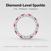 Bague Moissanite Éternité avec Pierres Rouges et Blanches, Cercle Complet à Griffes Partagées, Argent S925, Vente en Gros, OEM, Marque Privée