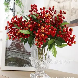 Home Decor Artificial Flower 2 twigs of artificial berries For pastoral style event decoration floral party