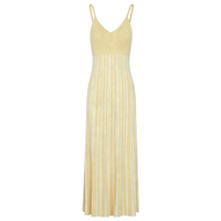 Robe longue maxi élégante en tricot rayé pour femme, col en V, bretelles spaghetti, côtelée, moulante, sexy, pour l'été, la plage et les vacances