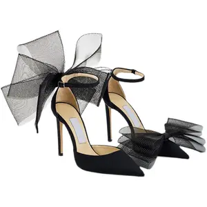 heels women 2023 Luxury Women's pointy high heel sandals new fashion bow AB style sexy high heels women's shoes factory direct