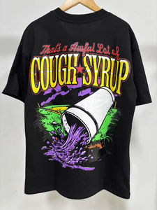 Camiseta con Estampado de Tatuaje de Cupido «THAT'S an AWFUL LOT of COUGH SYRUP» de Alta Calidad 100% Algodón, Cuello Redondo, Oversized, Personalizada y Unisex para Hombre - Product Image 2