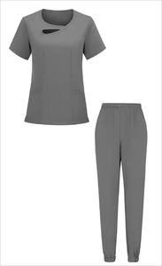 Ensembles d'uniformes médicaux extensibles pour femmes, à manches courtes, col en V, avec coutures latérales, pour dentistes - Product Image 2