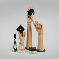 Maniquí de torso de plástico con imitación de veta de madera, articulaciones móviles, modelo de palma para arte, soporte para anillos, exhibición de joyas, para mujeres adultas, escaparates