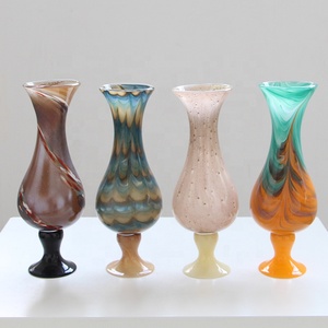 <span class=keywords><strong>Vaso</strong></span> Artistico Artigianale in Vetro Sodico-Calcico con Base a Piede Unita a Caldo, Motivo a Spirale Fluida, Curva a S, Lusso per Hotel, Arredamento Casa, Matrimoni - Product Image 1