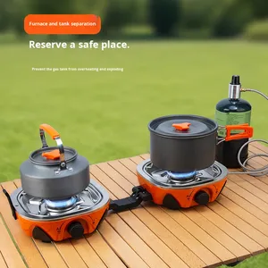 Barbecue d'extérieur portable à <span class=keywords><strong>gaz</strong></span> <span class=keywords><strong>butane</strong></span>, double brûleur, pliable, détachable, haute puissance, coupe-vent, pour 3-5 personnes - Meilleures ventes - Product Image 5
