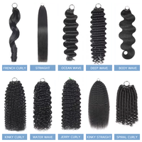 Extensions de cheveux humains Remy bouclés birmans à pointes plumes, réutilisables, super double drawn, micro-liens, sans perte, 12-24 pouces
