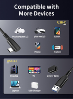 Cable trenzado de nailon duradero con logotipo gratuito, máximo 3A, 5Gbps, cable tipo C de carga rápida para cargador de teléfono móvil Quest Link VR