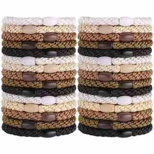 Rubber Thick Ropes Strong Stretchy Colorful Elastic Casual Bands Ponytail Holder Bead Braided Women Hair Ties - Product Image 4