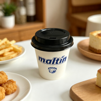 Gobelets à café jetables écologiques en papier kraft à paroi simple 8-22oz avec couvercle à revêtement PE, logo/design personnalisé, usage industriel